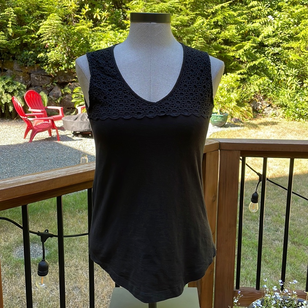 Eddie Bauer Black Lace Detail Tank Top